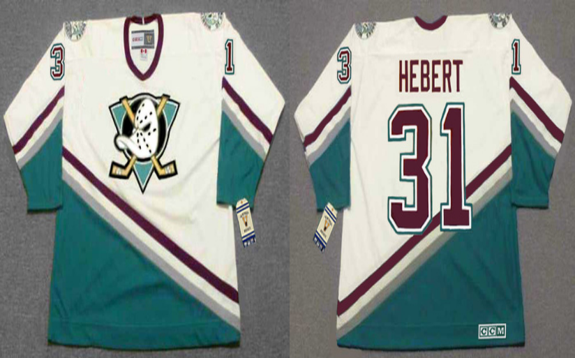 2019 Men Anaheim Ducks 31 Hebert white CCM NHL jerseys